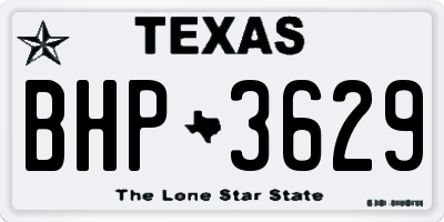 TX license plate BHP3629