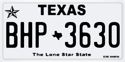 TX license plate BHP3630