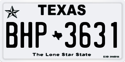 TX license plate BHP3631