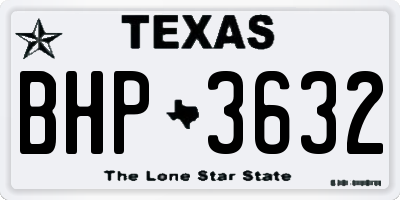 TX license plate BHP3632