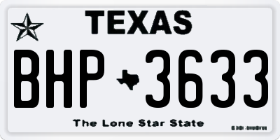 TX license plate BHP3633