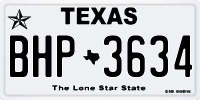 TX license plate BHP3634