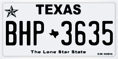 TX license plate BHP3635