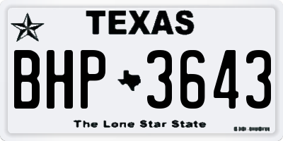 TX license plate BHP3643
