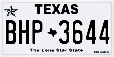 TX license plate BHP3644