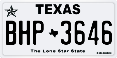 TX license plate BHP3646