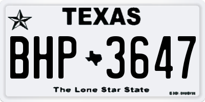 TX license plate BHP3647