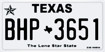 TX license plate BHP3651