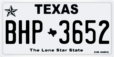 TX license plate BHP3652