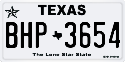 TX license plate BHP3654