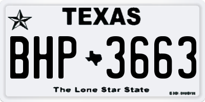 TX license plate BHP3663