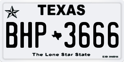 TX license plate BHP3666