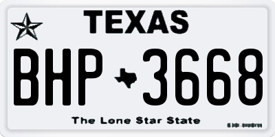 TX license plate BHP3668