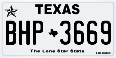 TX license plate BHP3669