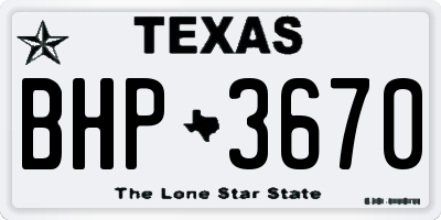TX license plate BHP3670