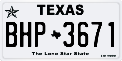 TX license plate BHP3671