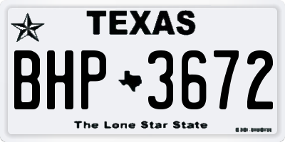 TX license plate BHP3672