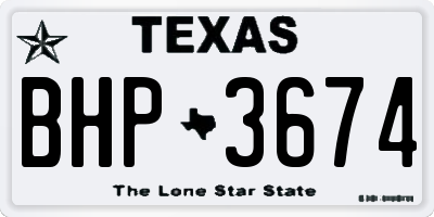 TX license plate BHP3674