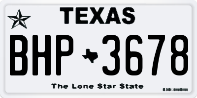 TX license plate BHP3678