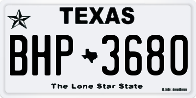 TX license plate BHP3680