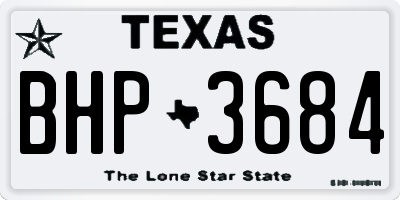 TX license plate BHP3684