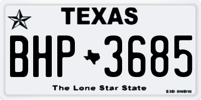 TX license plate BHP3685