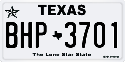 TX license plate BHP3701