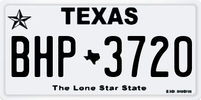 TX license plate BHP3720