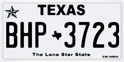 TX license plate BHP3723