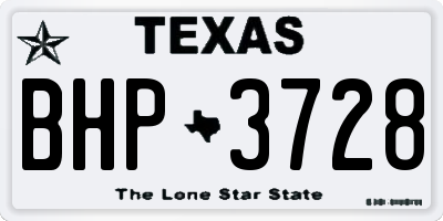 TX license plate BHP3728