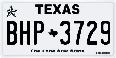 TX license plate BHP3729