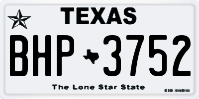 TX license plate BHP3752