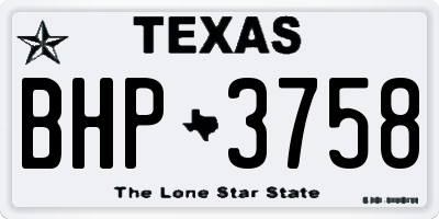 TX license plate BHP3758