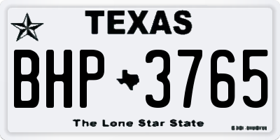 TX license plate BHP3765