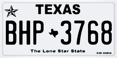 TX license plate BHP3768