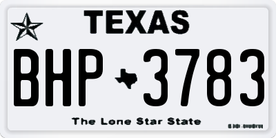 TX license plate BHP3783