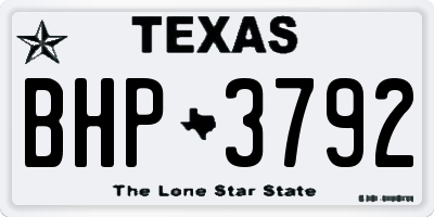 TX license plate BHP3792