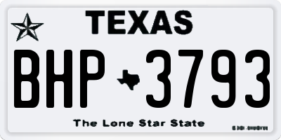 TX license plate BHP3793