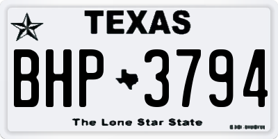 TX license plate BHP3794