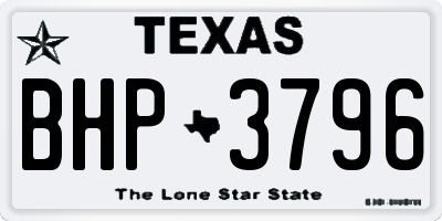 TX license plate BHP3796