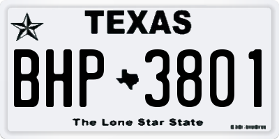 TX license plate BHP3801