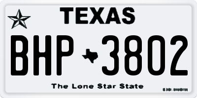TX license plate BHP3802