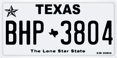 TX license plate BHP3804