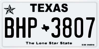 TX license plate BHP3807