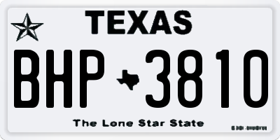 TX license plate BHP3810