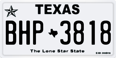 TX license plate BHP3818