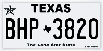 TX license plate BHP3820