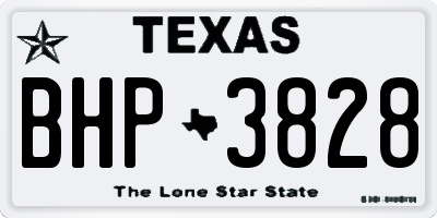 TX license plate BHP3828