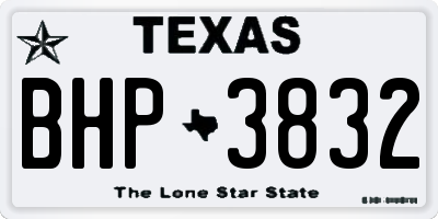 TX license plate BHP3832