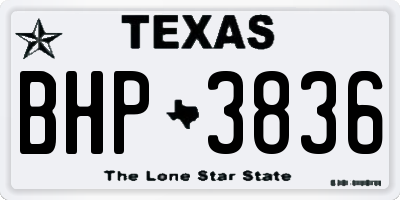 TX license plate BHP3836